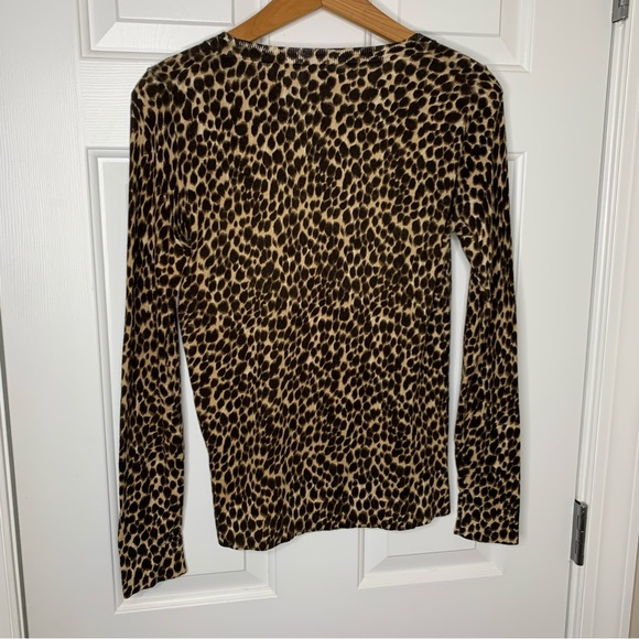 J.Crew Factory Leopard Animal Print Teddie Sweater Crewneck Cotton Sz XS - Picture 5 of 8